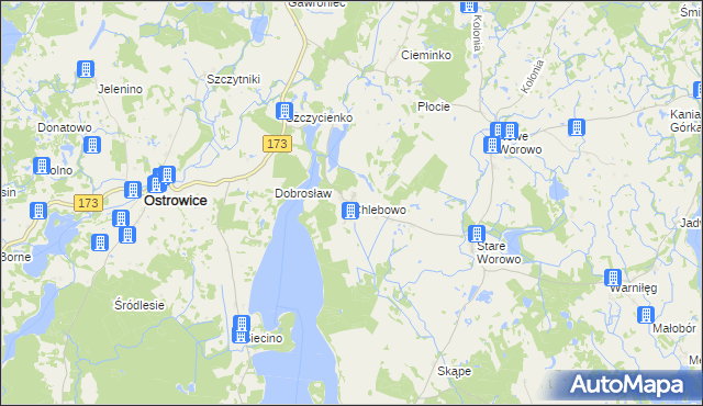 mapa Chlebowo gmina Ostrowice, Chlebowo gmina Ostrowice na mapie Targeo