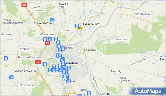 mapa Chlewiska gmina Lubartów, Chlewiska gmina Lubartów na mapie Targeo