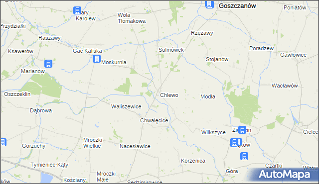 mapa Chlewo gmina Goszczanów, Chlewo gmina Goszczanów na mapie Targeo