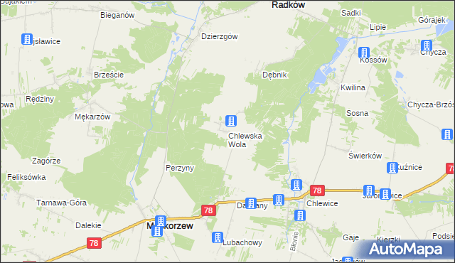 mapa Chlewska Wola, Chlewska Wola na mapie Targeo