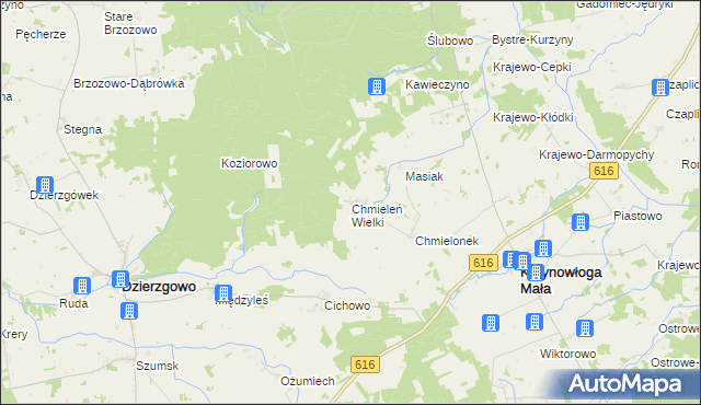 mapa Chmieleń Wielki, Chmieleń Wielki na mapie Targeo