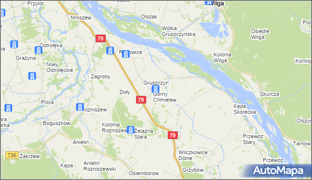 mapa Chmielew gmina Magnuszew, Chmielew gmina Magnuszew na mapie Targeo