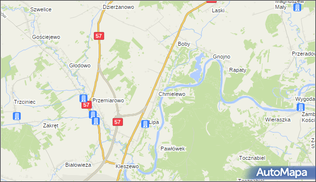mapa Chmielewo gmina Pułtusk, Chmielewo gmina Pułtusk na mapie Targeo