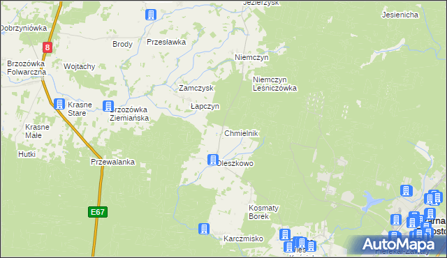 mapa Chmielnik gmina Czarna Białostocka, Chmielnik gmina Czarna Białostocka na mapie Targeo