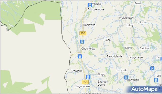 mapa Chochołów gmina Czarny Dunajec, Chochołów gmina Czarny Dunajec na mapie Targeo