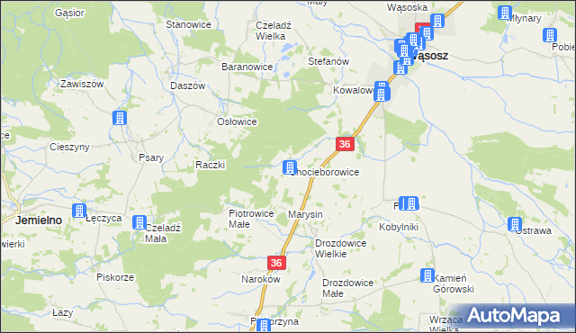 mapa Chocieborowice, Chocieborowice na mapie Targeo