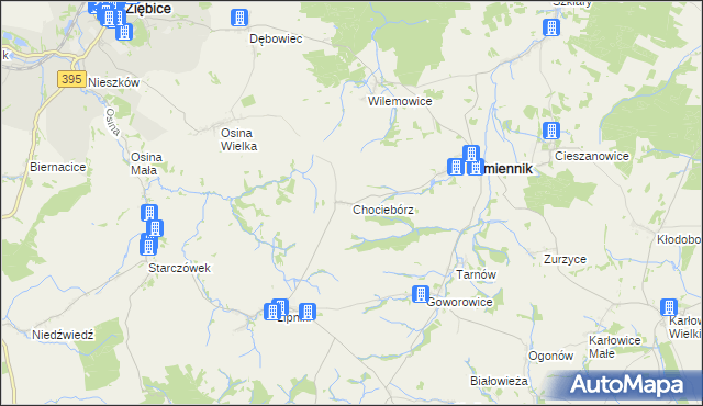 mapa Chociebórz, Chociebórz na mapie Targeo