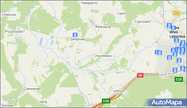 mapa Chocielewko, Chocielewko na mapie Targeo