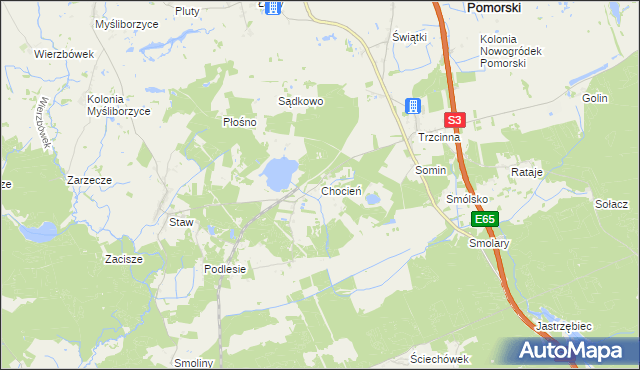 mapa Chocień, Chocień na mapie Targeo