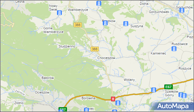 mapa Chocieszów, Chocieszów na mapie Targeo