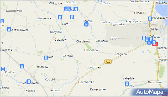 mapa Chociszew gmina Błaszki, Chociszew gmina Błaszki na mapie Targeo