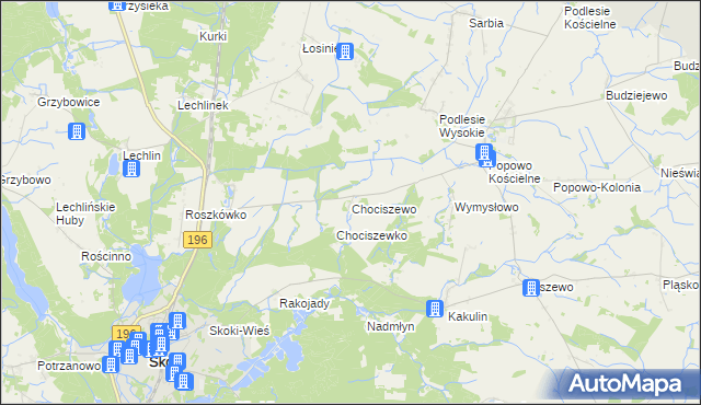 mapa Chociszewo gmina Skoki, Chociszewo gmina Skoki na mapie Targeo