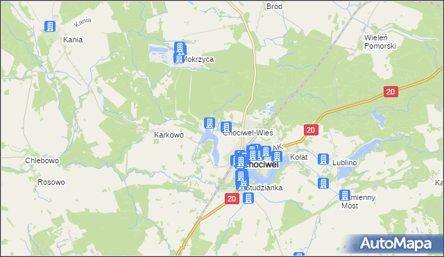 mapa Chociwel-Wieś, Chociwel-Wieś na mapie Targeo