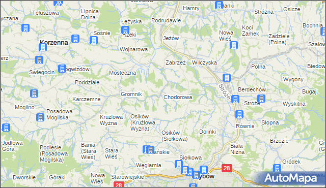 mapa Chodorowa, Chodorowa na mapie Targeo