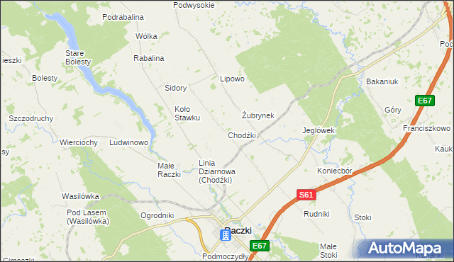 mapa Chodźki, Chodźki na mapie Targeo