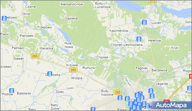 mapa Choinek, Choinek na mapie Targeo