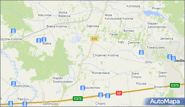 mapa Chojeniec-Kolonia, Chojeniec-Kolonia na mapie Targeo