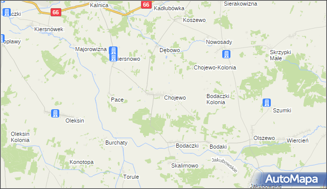 mapa Chojewo, Chojewo na mapie Targeo