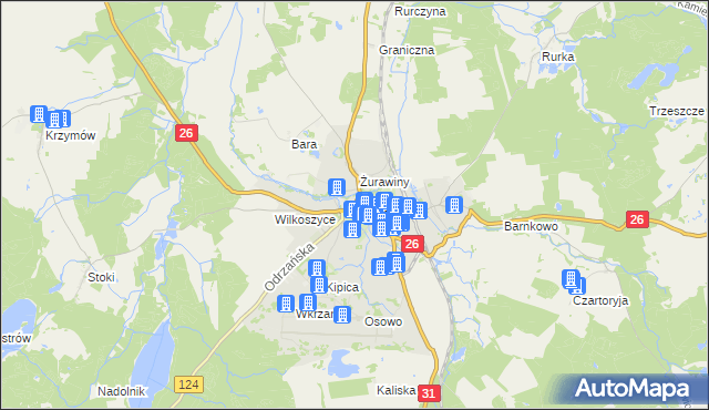mapa Chojna powiat gryfiński, Chojna powiat gryfiński na mapie Targeo