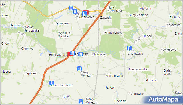 mapa Chojnatka, Chojnatka na mapie Targeo