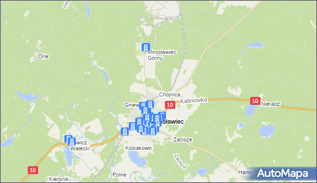 mapa Chojnica gmina Mirosławiec, Chojnica gmina Mirosławiec na mapie Targeo