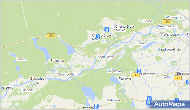 mapa Chojno-Wieś, Chojno-Wieś na mapie Targeo