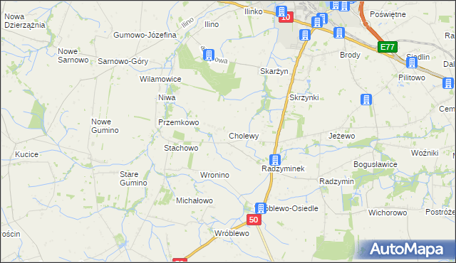 mapa Cholewy gmina Płońsk, Cholewy gmina Płońsk na mapie Targeo