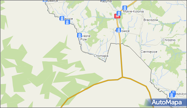 mapa Chomiąża gmina Głubczyce, Chomiąża gmina Głubczyce na mapie Targeo