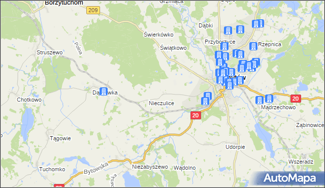 mapa Chomice gmina Bytów, Chomice gmina Bytów na mapie Targeo