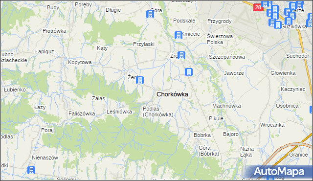 mapa Chorkówka, Chorkówka na mapie Targeo