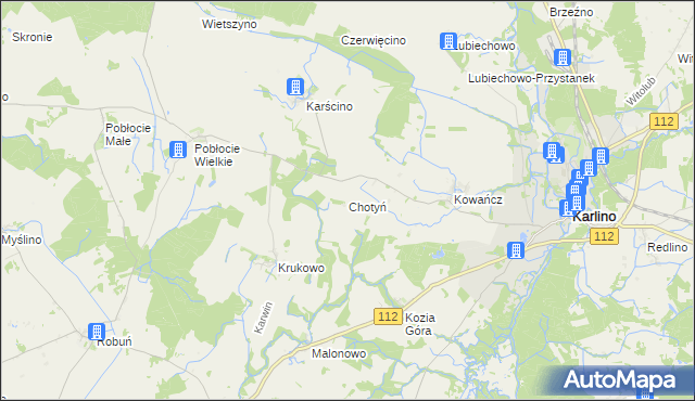 mapa Chotyń, Chotyń na mapie Targeo