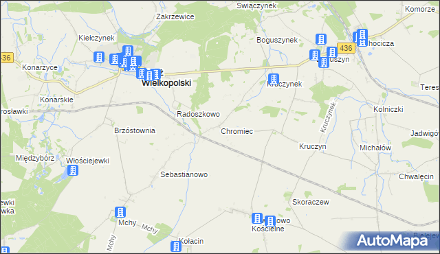 mapa Chromiec gmina Nowe Miasto nad Wartą, Chromiec gmina Nowe Miasto nad Wartą na mapie Targeo