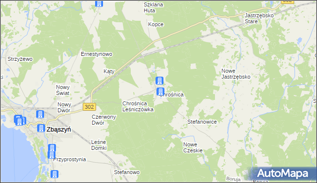 mapa Chrośnica gmina Zbąszyń, Chrośnica gmina Zbąszyń na mapie Targeo
