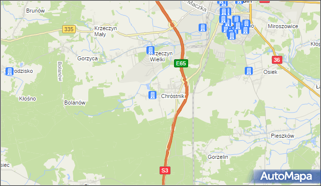 mapa Chróstnik, Chróstnik na mapie Targeo