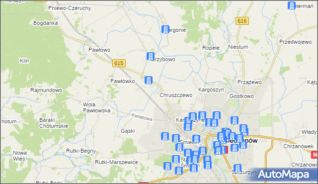 mapa Chruszczewo, Chruszczewo na mapie Targeo