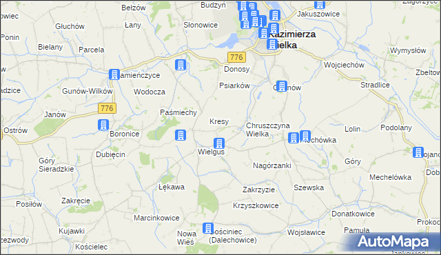 mapa Chruszczyna Mała, Chruszczyna Mała na mapie Targeo