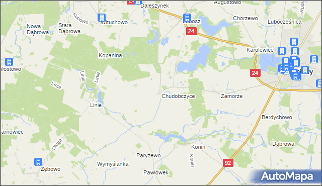 mapa Chudobczyce, Chudobczyce na mapie Targeo