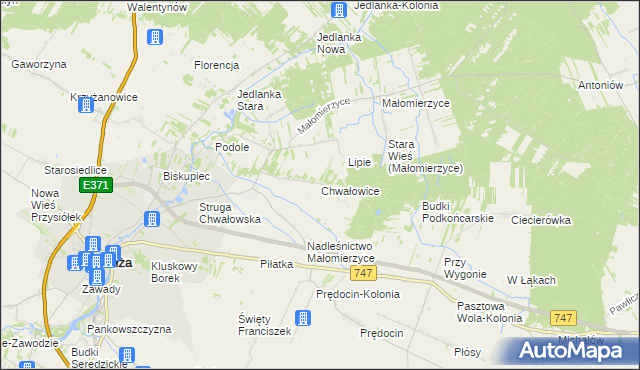 mapa Chwałowice gmina Iłża, Chwałowice gmina Iłża na mapie Targeo