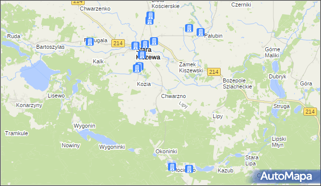 mapa Chwarzno, Chwarzno na mapie Targeo