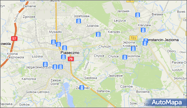 mapa Chylice gmina Piaseczno, Chylice gmina Piaseczno na mapie Targeo