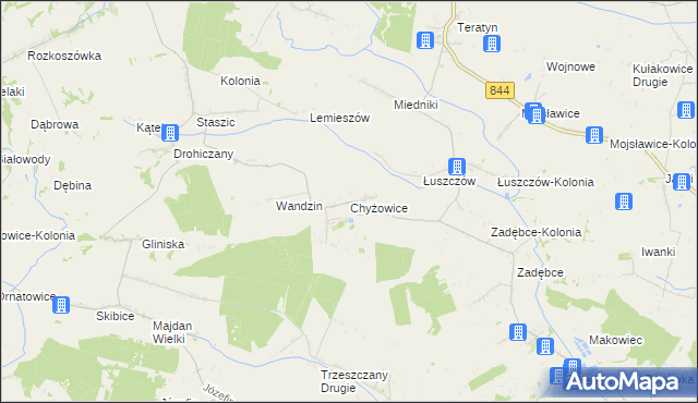 mapa Chyżowice, Chyżowice na mapie Targeo