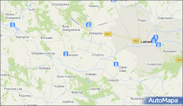 mapa Chyżyny, Chyżyny na mapie Targeo