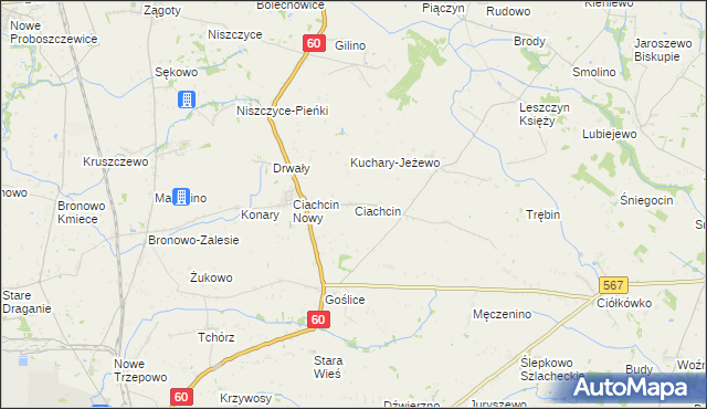 mapa Ciachcin, Ciachcin na mapie Targeo