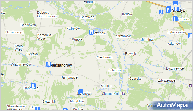 mapa Ciechomin gmina Aleksandrów, Ciechomin gmina Aleksandrów na mapie Targeo