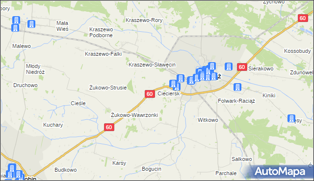 mapa Cieciersk, Cieciersk na mapie Targeo