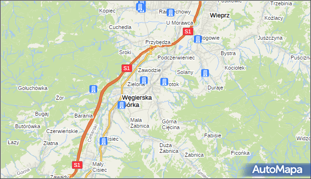 mapa Cięcina, Cięcina na mapie Targeo