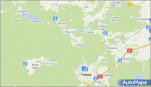 mapa Cieciorka, Cieciorka na mapie Targeo