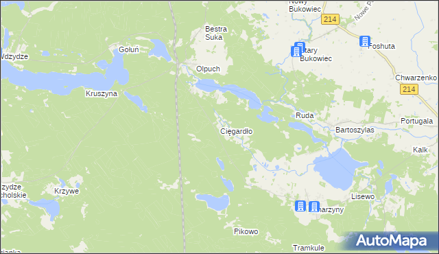 mapa Cięgardło, Cięgardło na mapie Targeo