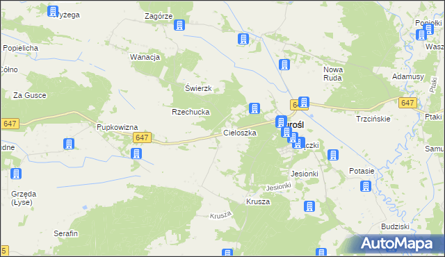 mapa Cieloszka, Cieloszka na mapie Targeo