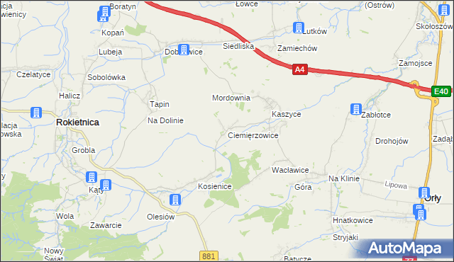 mapa Ciemięrzowice, Ciemięrzowice na mapie Targeo